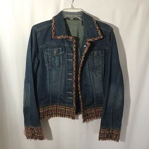 Super Cute Liz Claiborne Tweed & Denim Jacket
